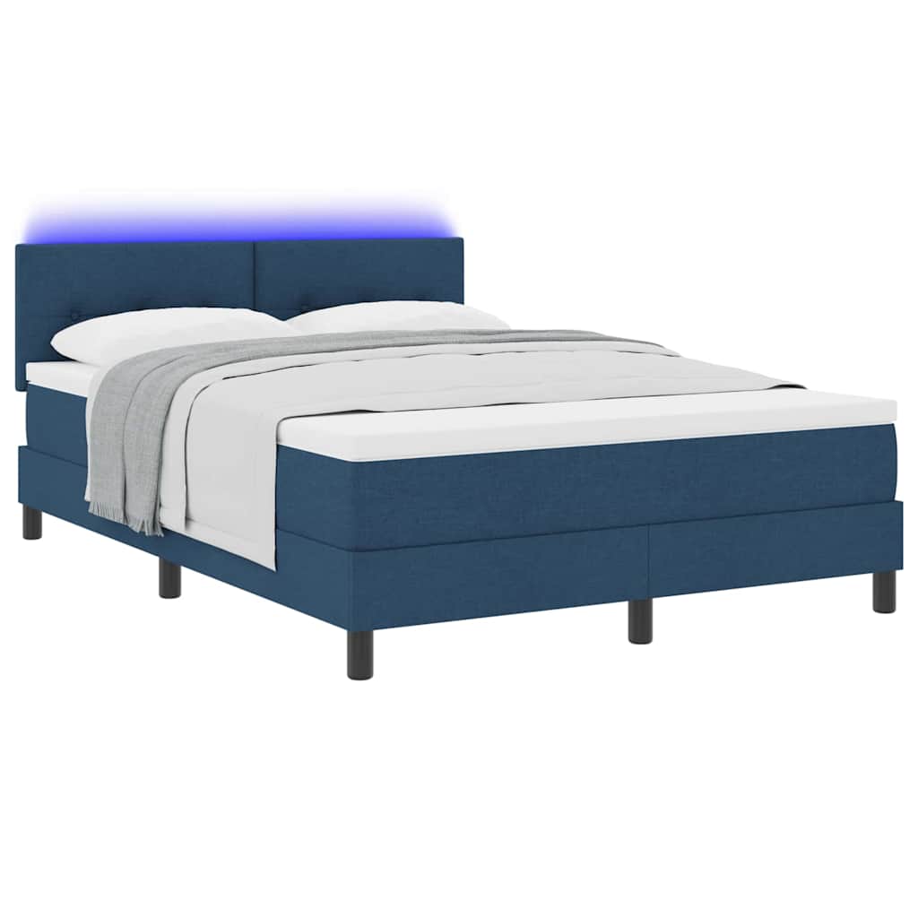 Boxspringbett mit Matratze mit LED Blau 160 x 200 cm Stoff