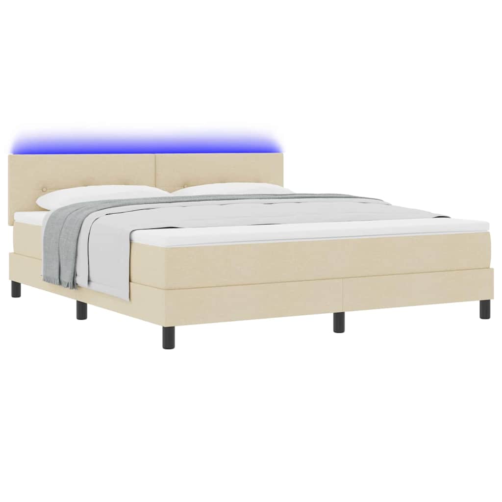 Boxspringbett mit Matratze mit LED Creme 180 x 200 cm Stoff