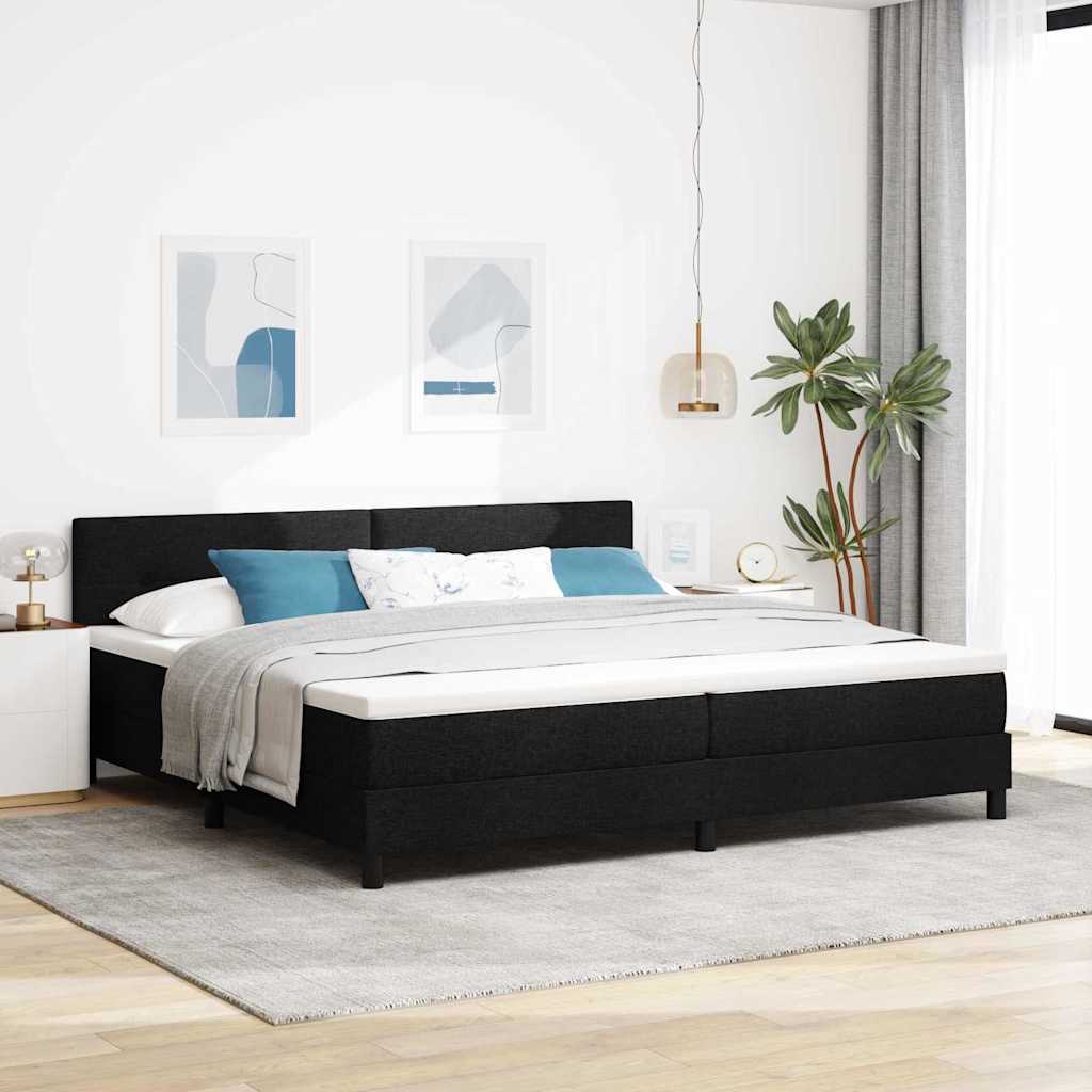 vidaXL Boxspringbett mit Matratze mit LED Schwarz 200 x 200 cm Stoff