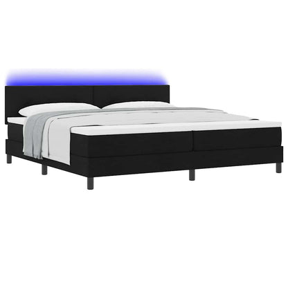 vidaXL Boxspringbett mit Matratze mit LED Schwarz 200 x 200 cm Stoff