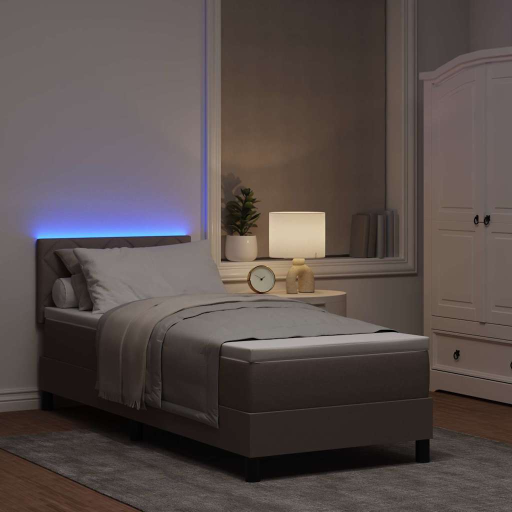 Boxspringbett mit Matratze mit LED Taupe 80 x 200 cm Stoff