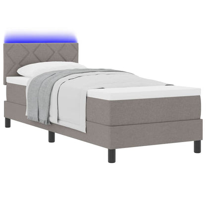 Boxspringbett mit Matratze mit LED Taupe 80 x 200 cm Stoff