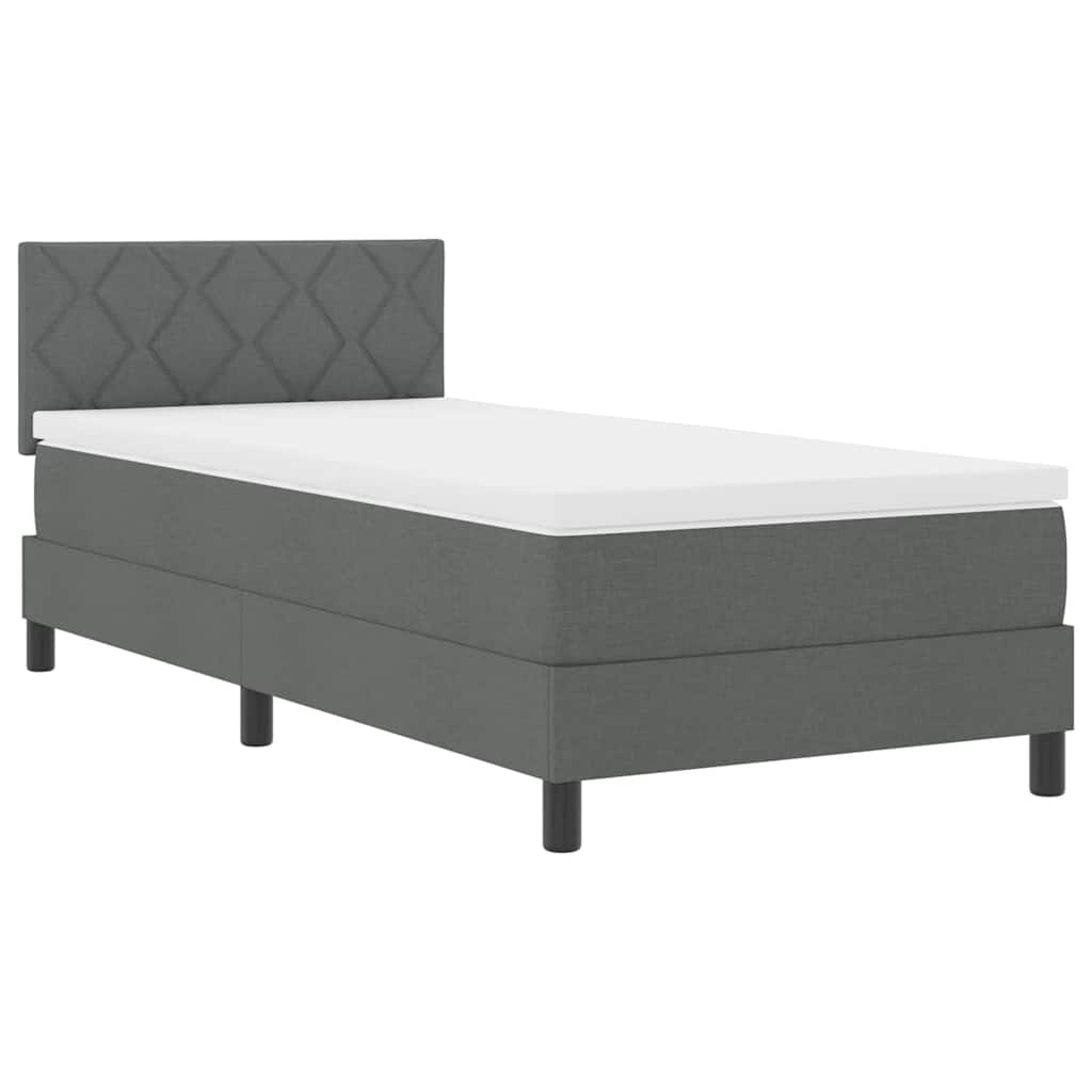 Boxspringbett mit Matratze mit LED Dunkelgrau 90 x 190 cm Stoff