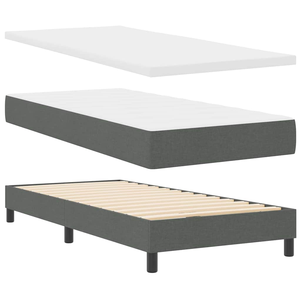 Boxspringbett mit Matratze mit LED Dunkelgrau 90 x 190 cm Stoff
