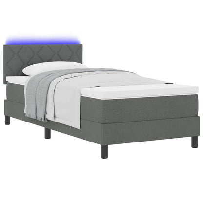 Boxspringbett mit Matratze mit LED Dunkelgrau 90 x 190 cm Stoff