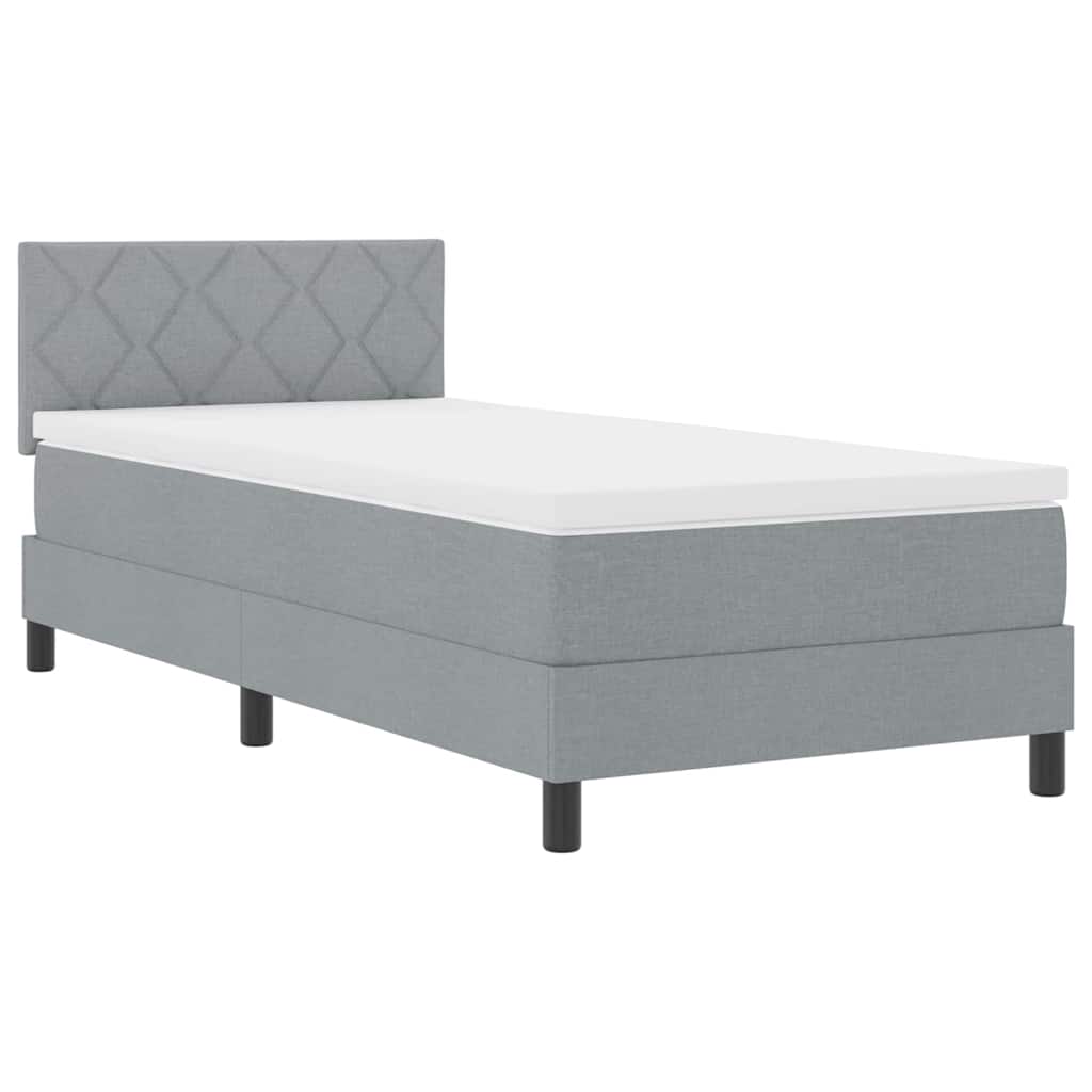 Boxspringbett mit Matratze mit LED Hellgrau 90 x 200 cm Stoff
