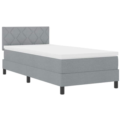 Boxspringbett mit Matratze mit LED Hellgrau 90 x 200 cm Stoff
