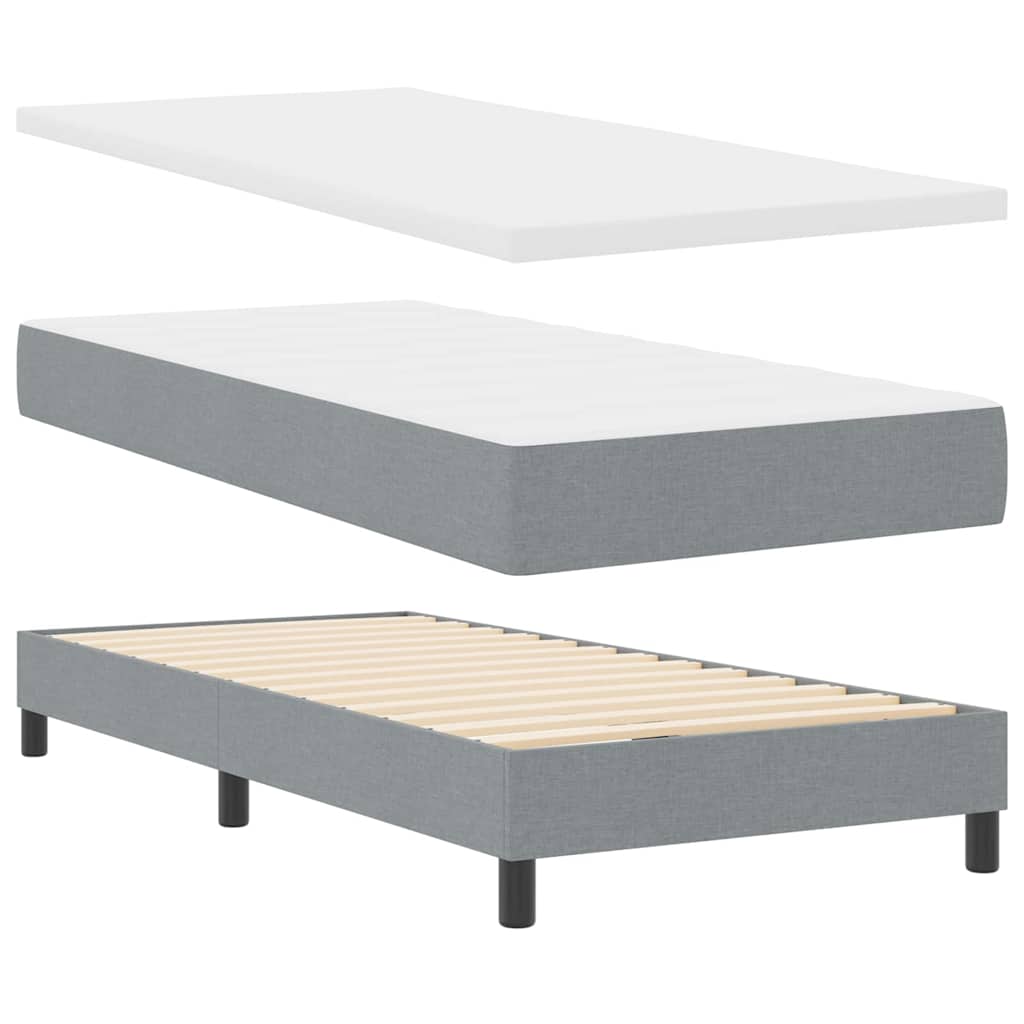 Boxspringbett mit Matratze mit LED Hellgrau 90 x 200 cm Stoff