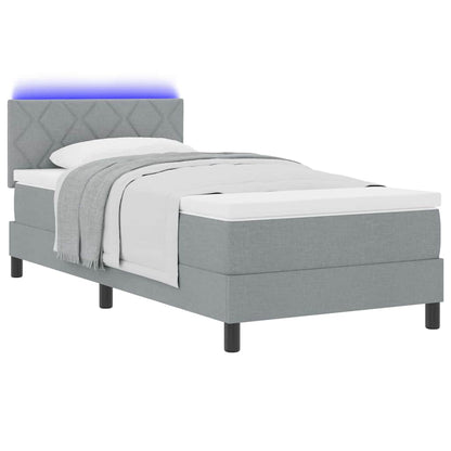 Boxspringbett mit Matratze mit LED Hellgrau 90 x 200 cm Stoff