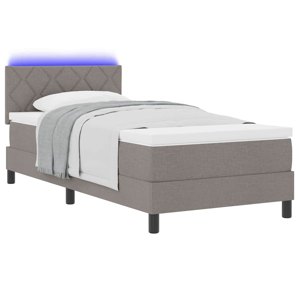 Boxspringbett mit Matratze mit LED Taupe 90 x 200 cm Stoff