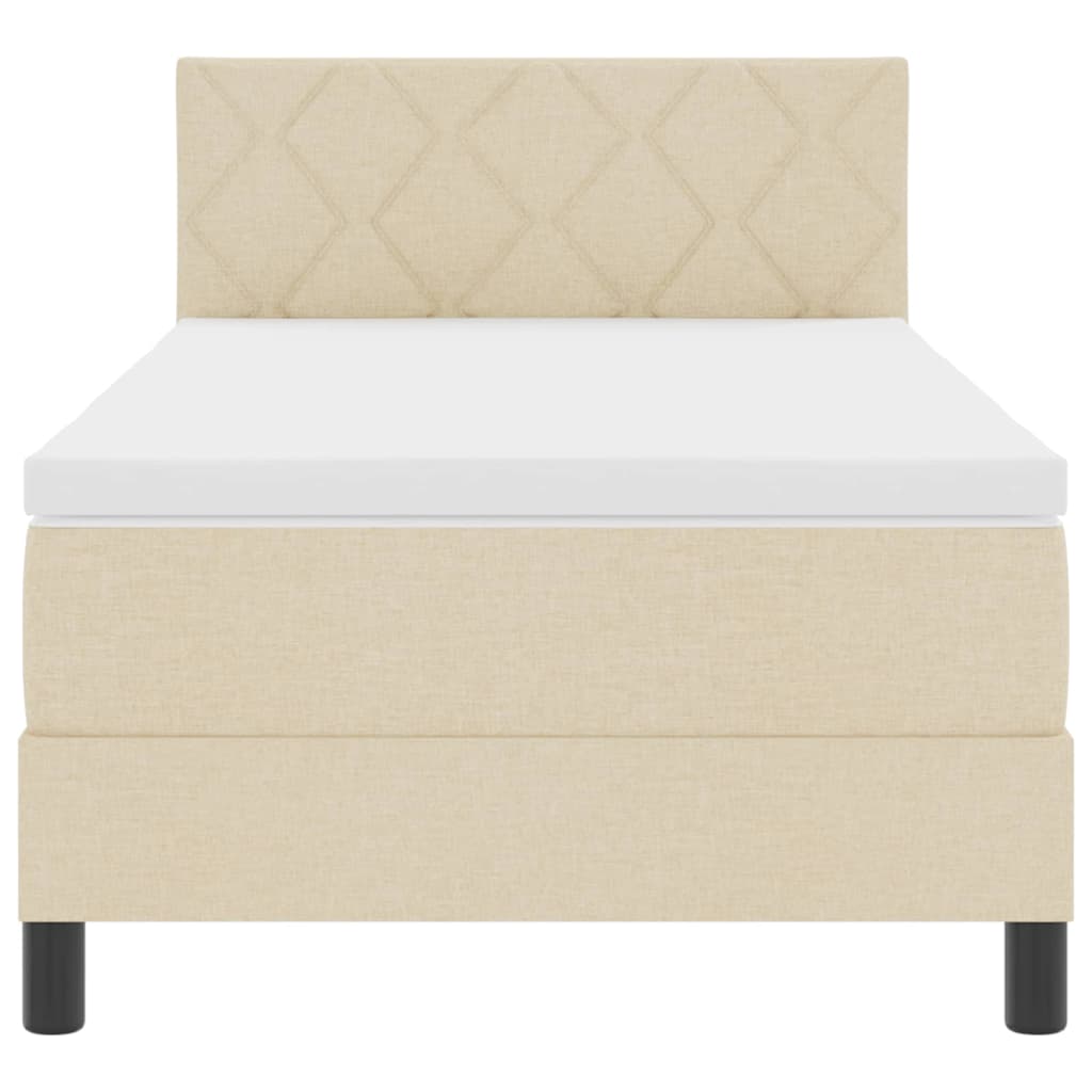 Boxspringbett mit Matratze mit LED Creme 90 x 200 cm Stoff