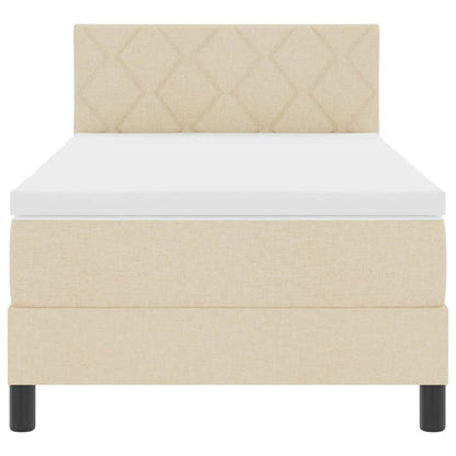 Boxspringbett mit Matratze mit LED Creme 90 x 200 cm Stoff