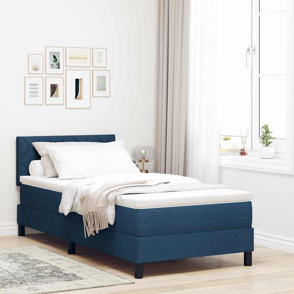Boxspringbett mit Matratze mit LED Blau 100 x 200 cm Stoff