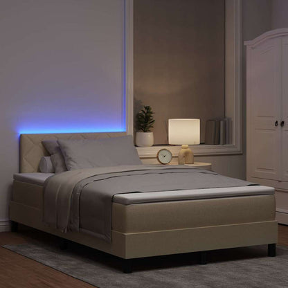 Boxspringbett mit Matratze mit LED Creme 120 x 190 cm Stoff