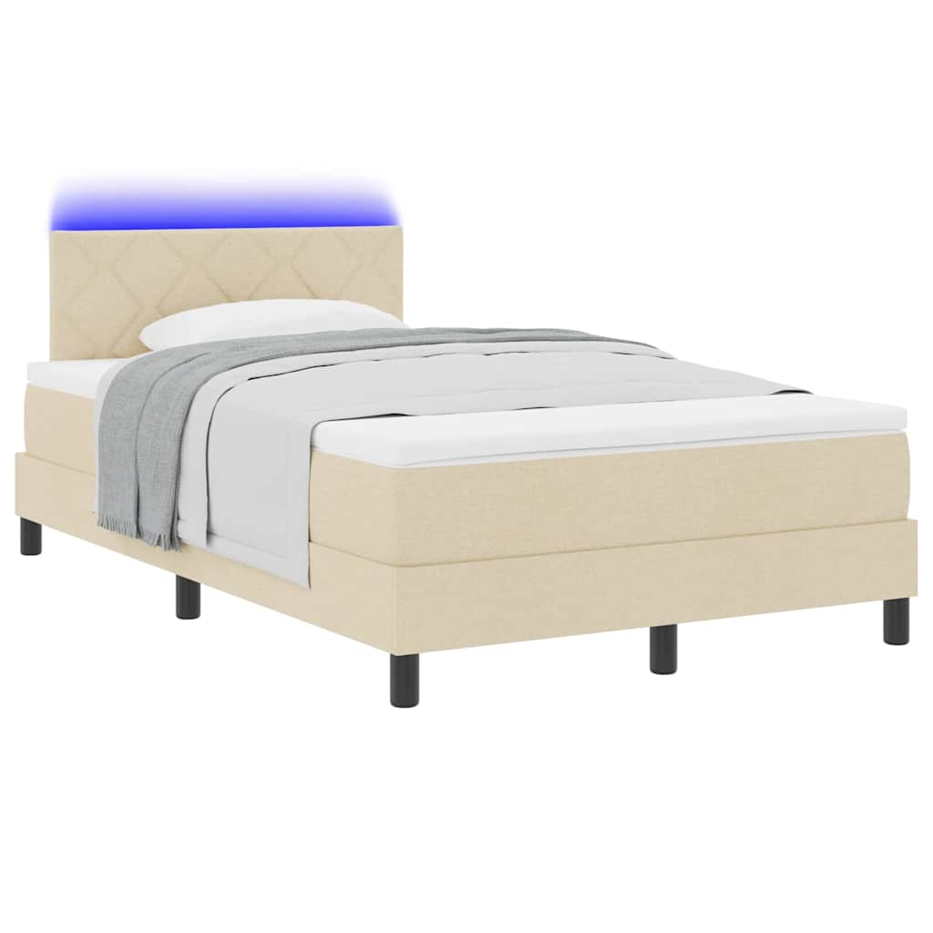Boxspringbett mit Matratze mit LED Creme 120 x 190 cm Stoff
