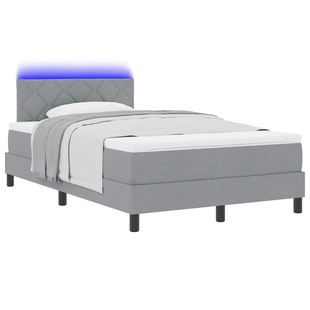 Boxspringbett mit Matratze mit LED Hellgrau 120 x 200 cm Stoff
