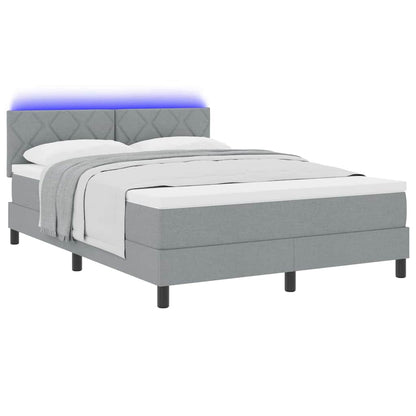 Boxspringbett mit Matratze mit LED Hellgrau 160 x 200 cm Stoff