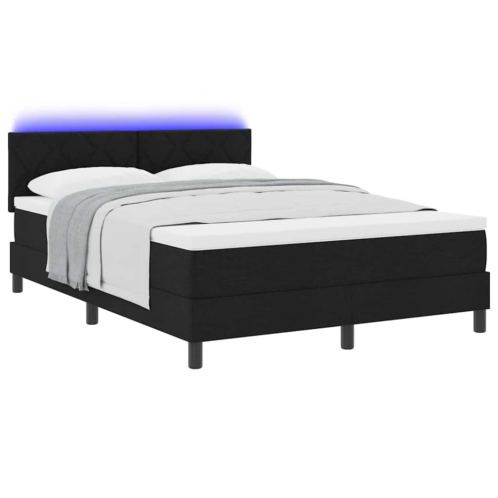 Boxspringbett mit Matratze mit LED Schwarz 160 x 200 cm Stoff