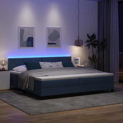 Boxspringbett mit Matratze mit LED Blau 200 x 200 cm Stoff