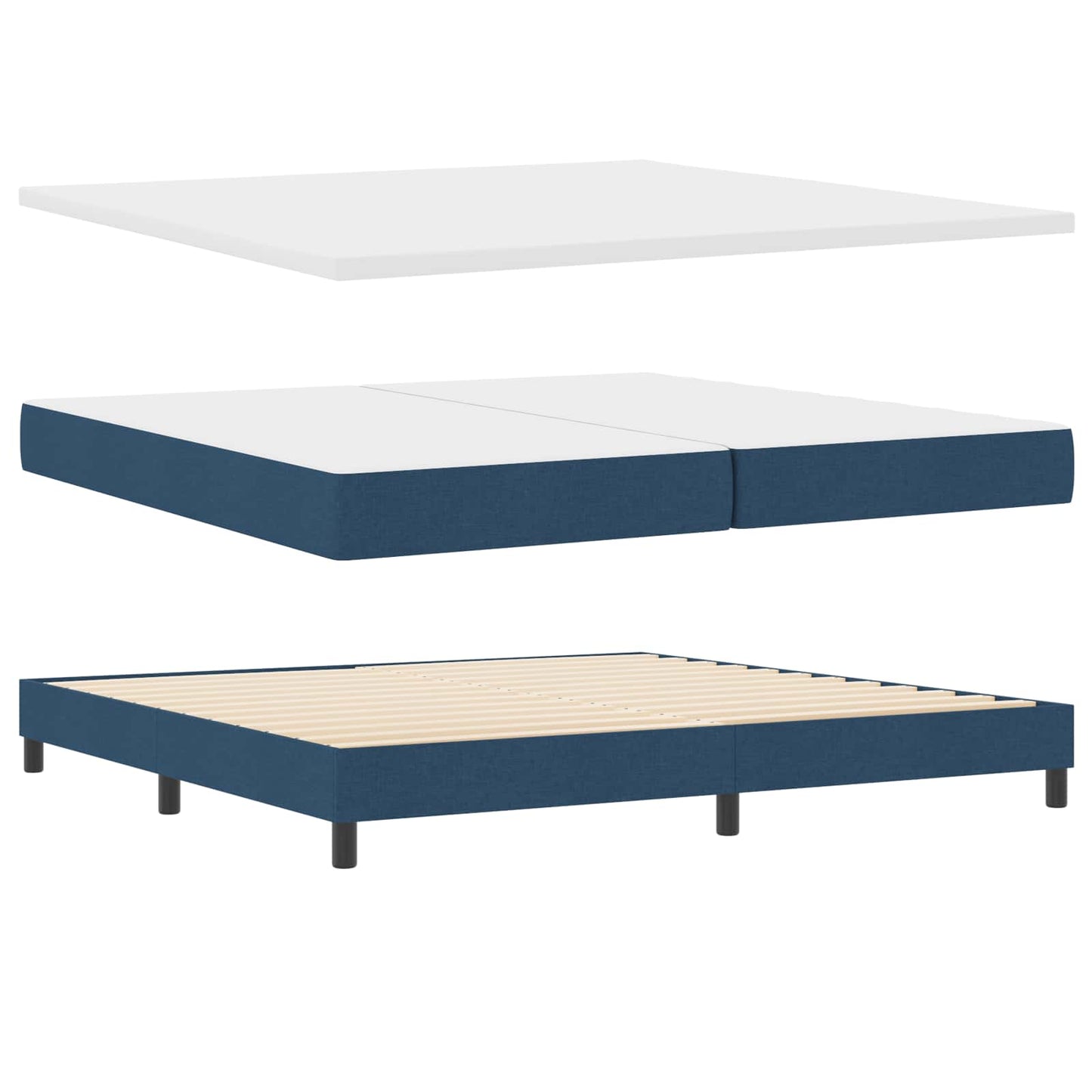 Boxspringbett mit Matratze mit LED Blau 200 x 200 cm Stoff