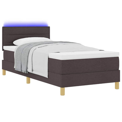 LED Boxspringbett mit Matratze Dunkelbraun 80 x 200 cm Stoff
