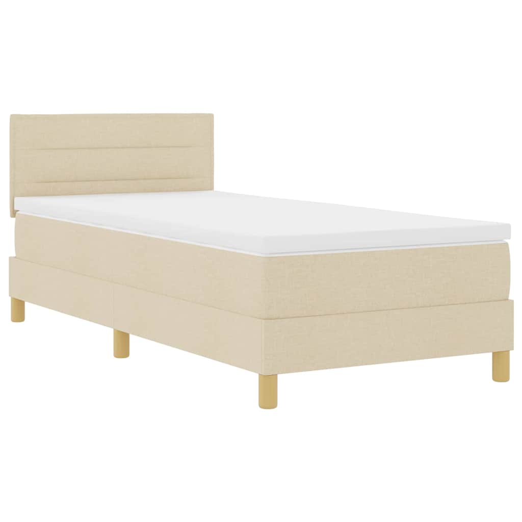 LED Boxspringbett mit Matratze mit LED Creme 80 x 200 cm Stoff