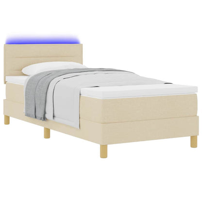 LED Boxspringbett mit Matratze mit LED Creme 80 x 200 cm Stoff