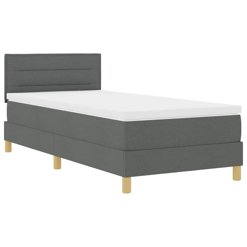 LED Boxspringbett mit Matratze Dunkelgrau 90 x 190 cm Stoff