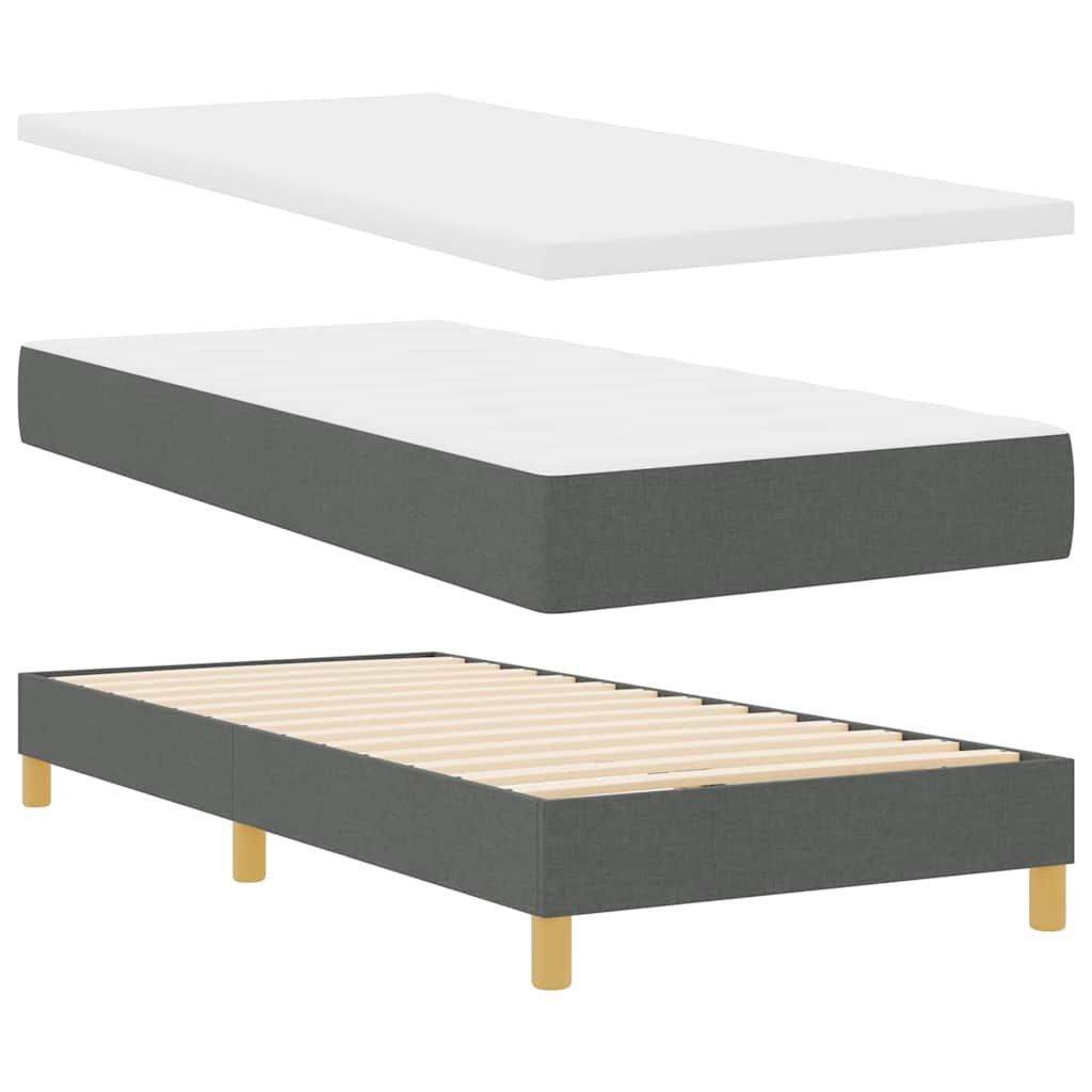 LED Boxspringbett mit Matratze Dunkelgrau 90 x 190 cm Stoff