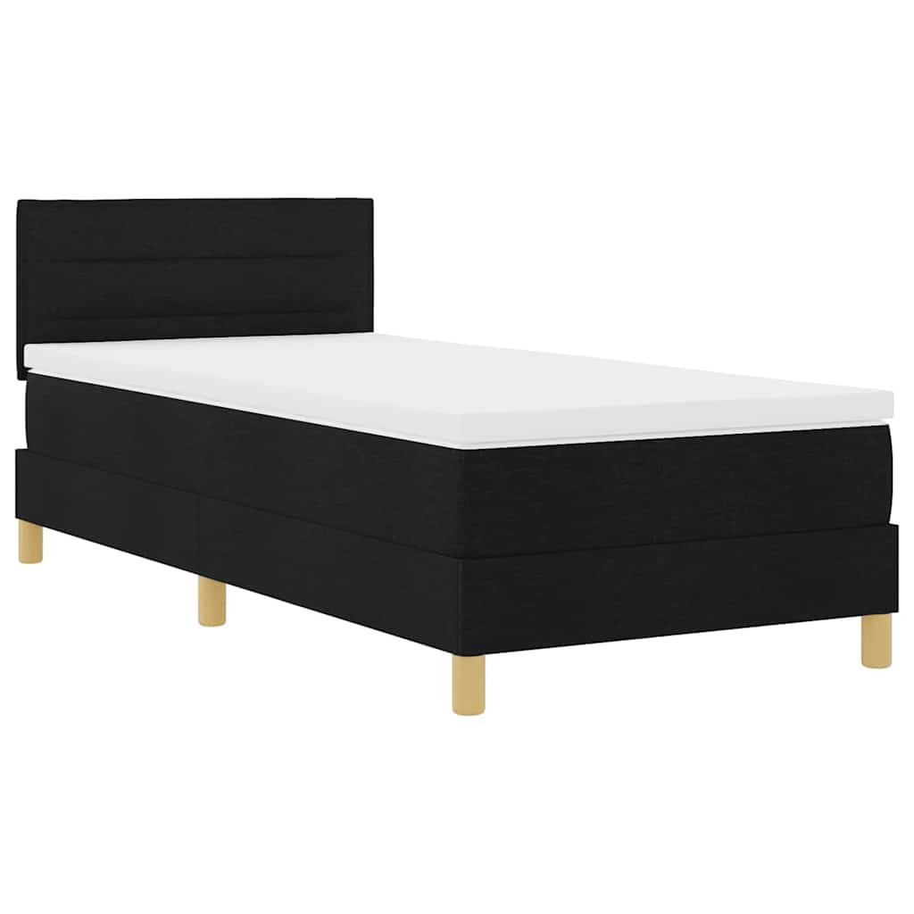 LED Boxspringbett mit Matratze Schwarz 90 x 190 cm Stoff