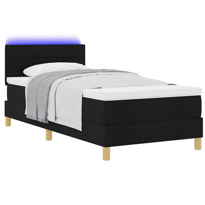 LED Boxspringbett mit Matratze Schwarz 90 x 190 cm Stoff