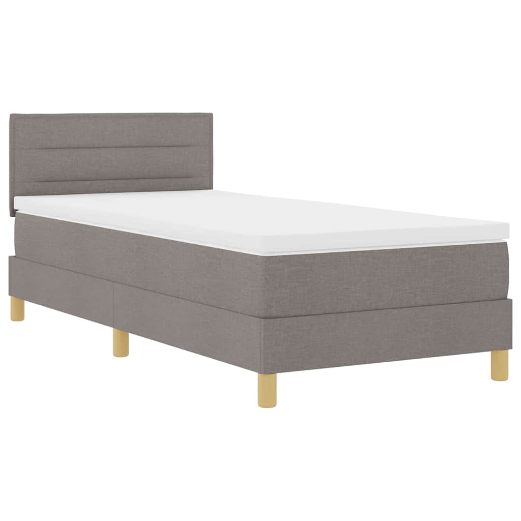 LED Boxspringbett mit Matratze mit LED Taupe 90 x 200 cm Stoff
