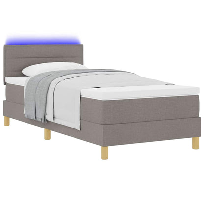 LED Boxspringbett mit Matratze mit LED Taupe 90 x 200 cm Stoff