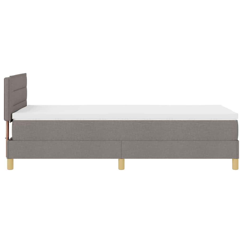 LED Boxspringbett mit Matratze mit LED Taupe 90 x 200 cm Stoff