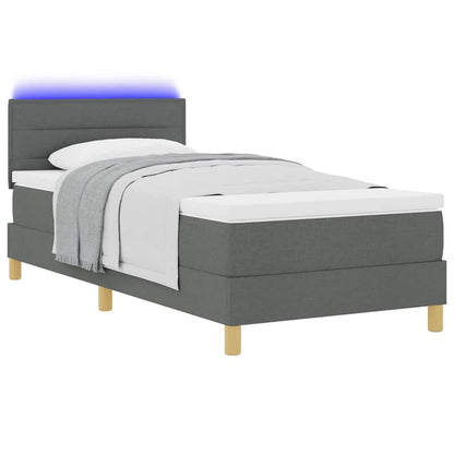 LED Boxspringbett mit Matratze Dunkelgrau 100 x 200 cm Stoff