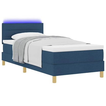 LED Boxspringbett mit Matratze mit LED Blau 100 x 200 cm Stoff