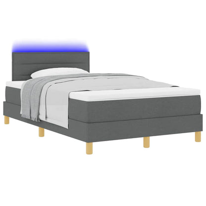 LED Boxspringbett mit Matratze Dunkelgrau 120 x 190 cm Stoff