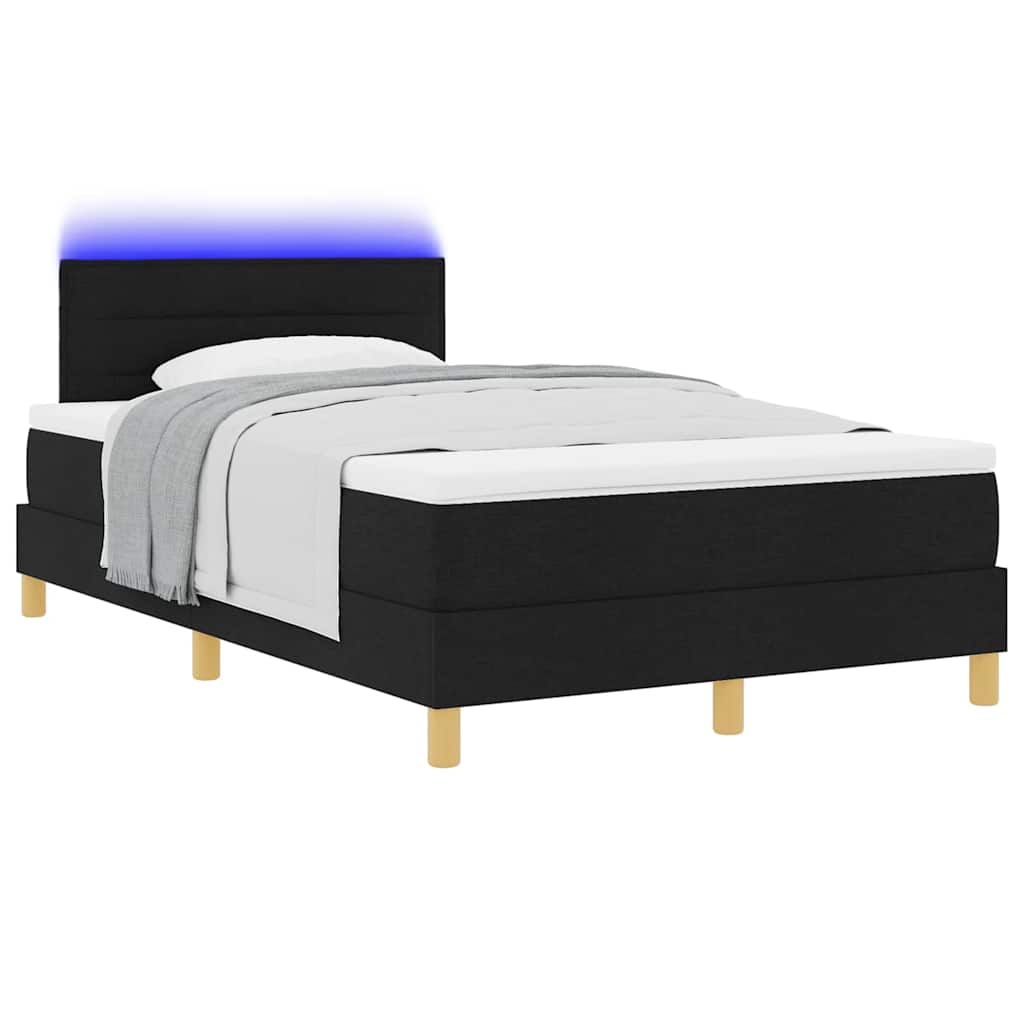LED Boxspringbett mit Matratze Schwarz 120 x 190 cm Stoff