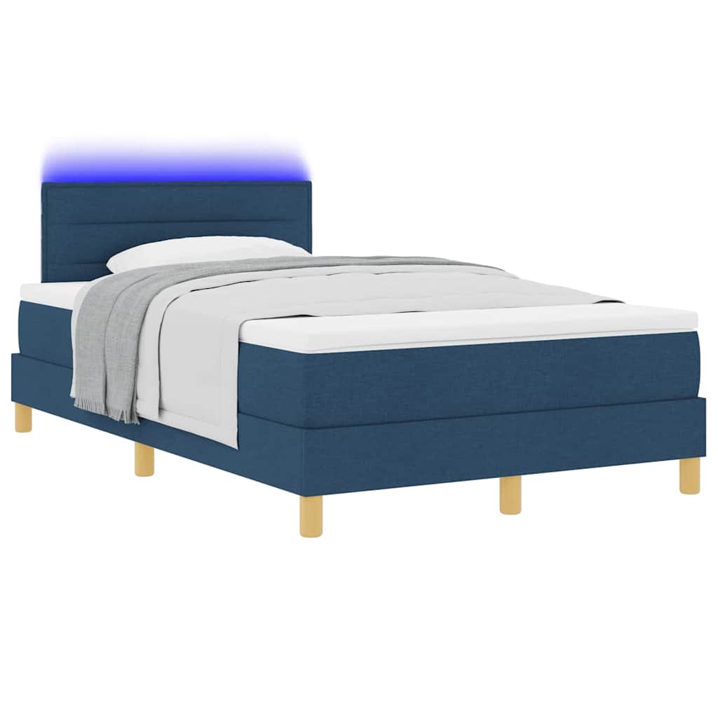 LED Boxspringbett mit Matratze mit LED Blau 120 x 190 cm Stoff