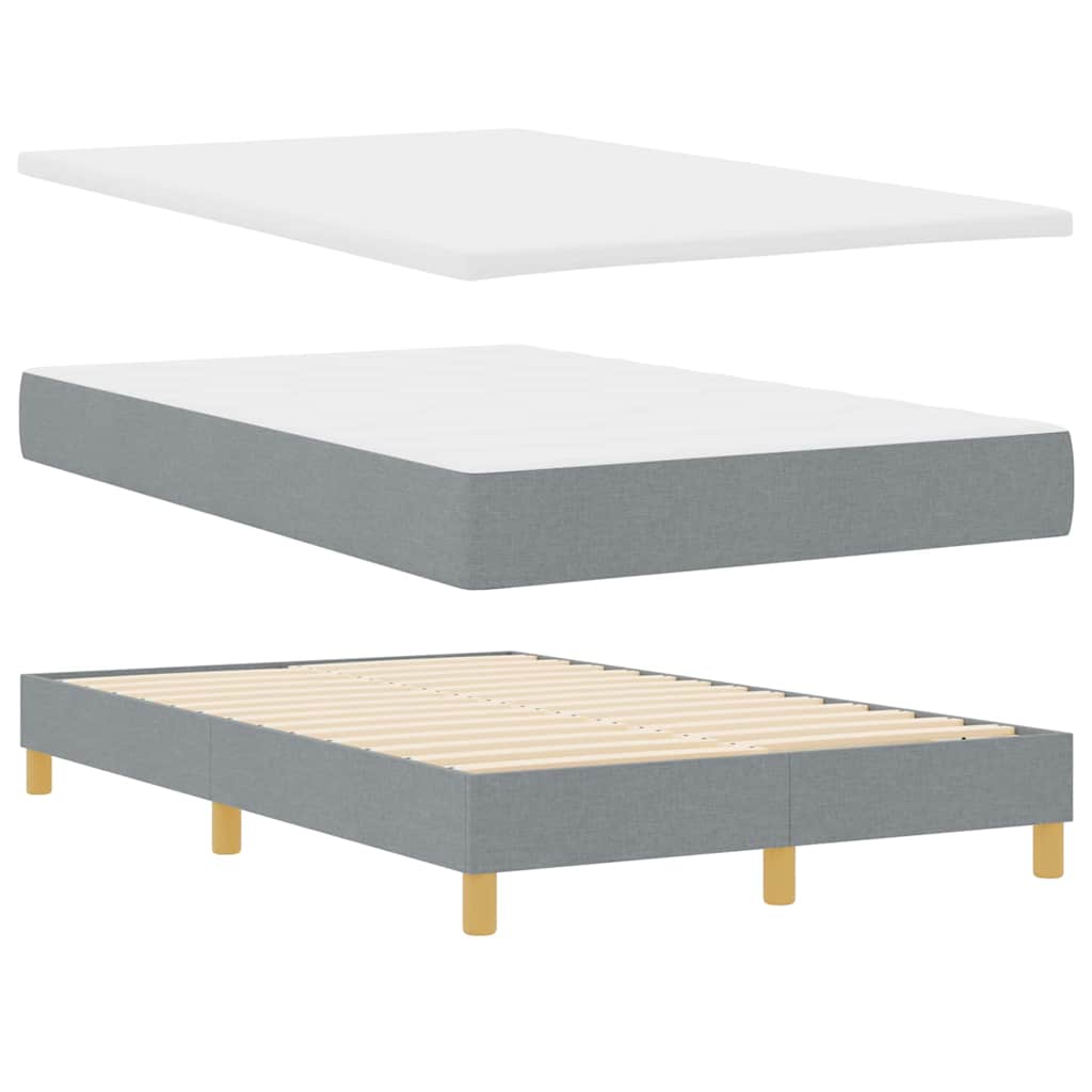 LED Boxspringbett mit Matratze Hellgrau 120 x 200 cm Stoff