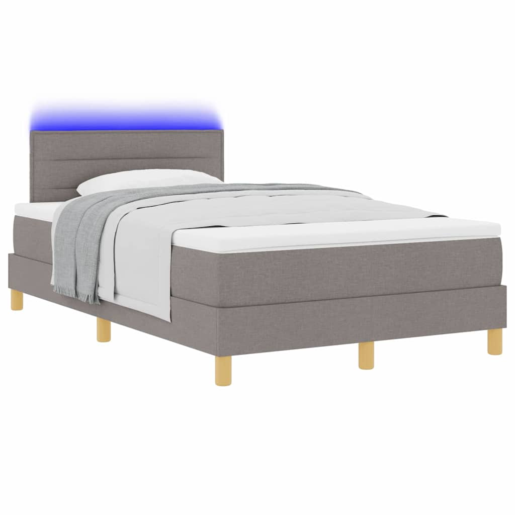 LED Boxspringbett mit Matratze mit LED Taupe 120 x 200 cm Stoff