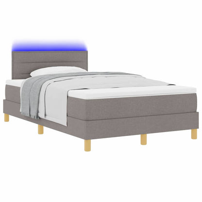 LED Boxspringbett mit Matratze mit LED Taupe 120 x 200 cm Stoff