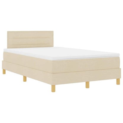 LED Boxspringbett mit Matratze mit LED Creme 120 x 200 cm Stoff