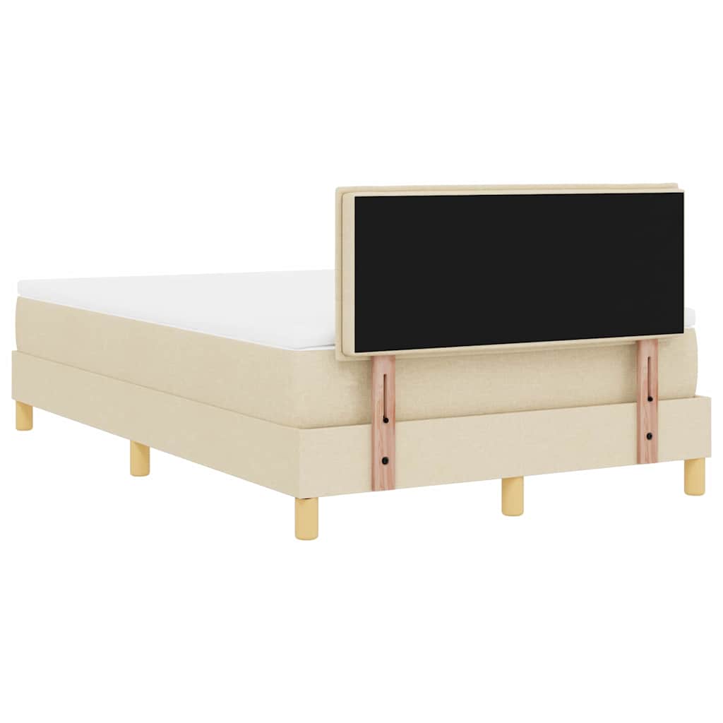 LED Boxspringbett mit Matratze mit LED Creme 120 x 200 cm Stoff