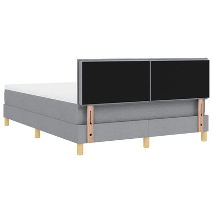 LED Boxspringbett mit Matratze Hellgrau 140 x 190 cm Stoff
