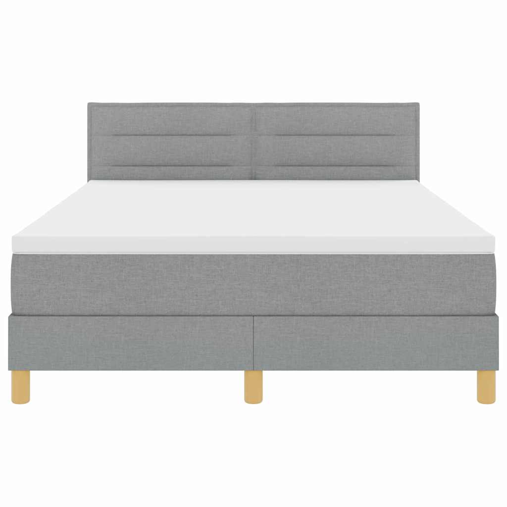 LED Boxspringbett mit Matratze Hellgrau 140 x 190 cm Stoff