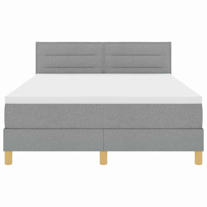 LED Boxspringbett mit Matratze Hellgrau 140 x 190 cm Stoff