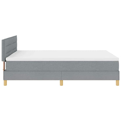 LED Boxspringbett mit Matratze Hellgrau 140 x 190 cm Stoff
