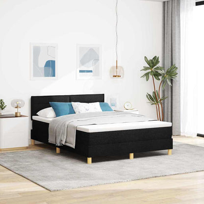 vidaXL LED Boxspringbett mit Matratze Schwarz 140 x 190 cm Stoff