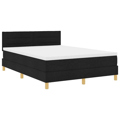 vidaXL LED Boxspringbett mit Matratze Schwarz 140 x 190 cm Stoff